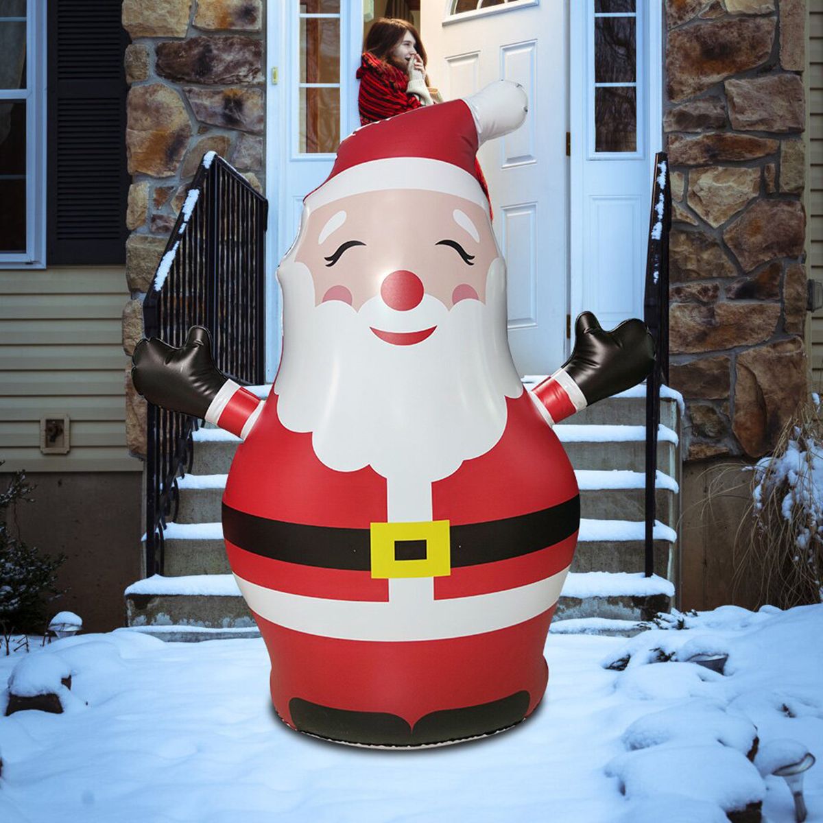 Christmas Inflatable Outdoor Smiley Santa Claus, Yard
