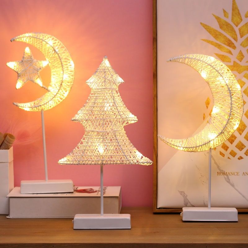 Christmas Tree Shape Rattan Romantic LED Holiday Light With Holder, Warm Fairy Decorative Lamp Night Light For Christmas, Wedding, Bedroom(Warm White)