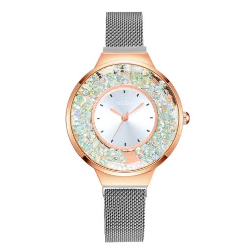 Elegant Rhinestone Magnetic Closure Watch - Silver