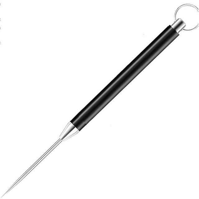 Multifunctional titanium alloy spring retractable toothpick keychain pendant gift fruit fork self-defense tool toothpick holder