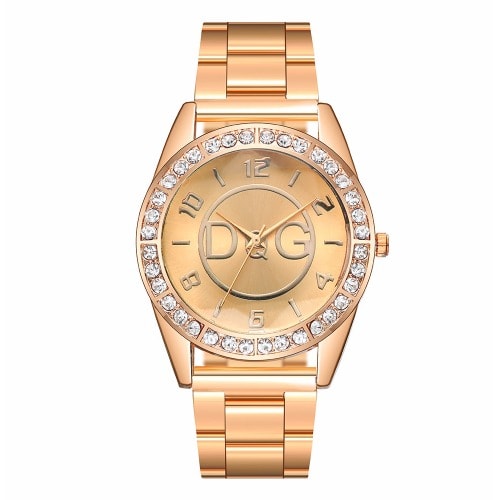 Rhinestone Women Quartz Watch - Rose Gold