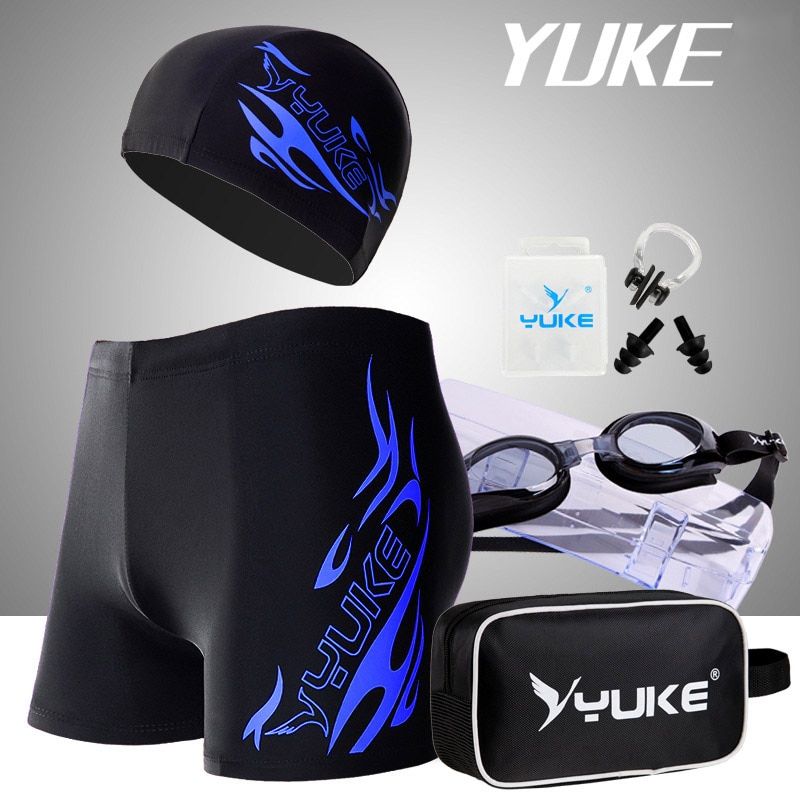 Yuke L-5xl Men Print Cap Swimwear Comfort Adult Quick Dry