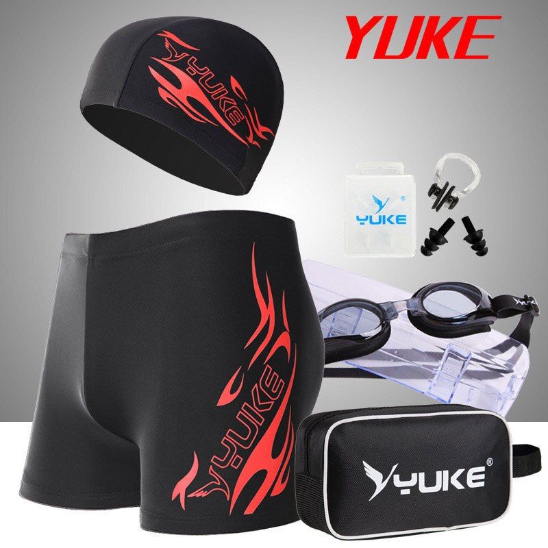 Yuke L-5xl Men Print Cap Swimwear Comfort Adult Quick Dry