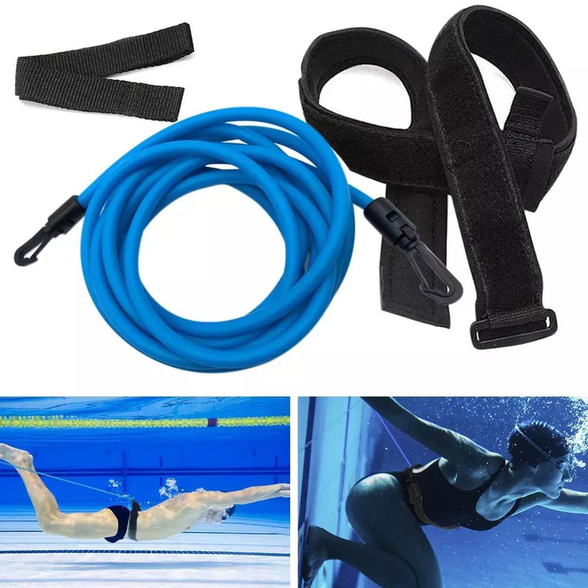 Adjustable Swim Training Resistance Elastic Belt Swimming