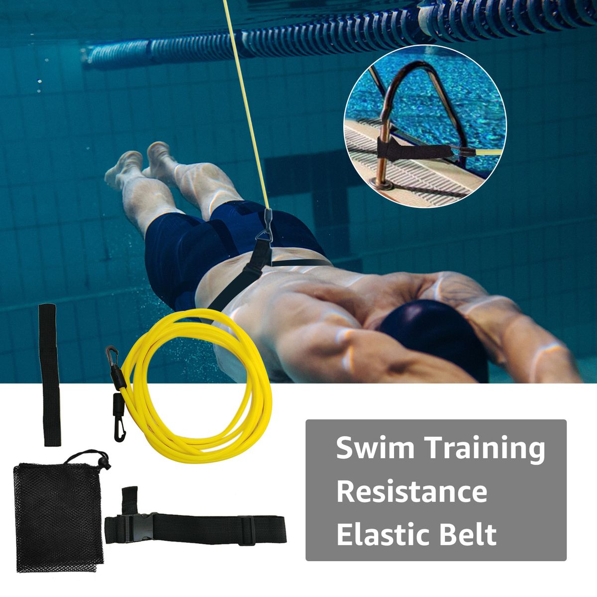 Adjustable Swim Training Resistance Elastic Belt Swimming