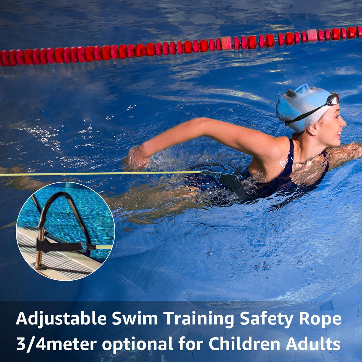 Adjustable Swim Training Resistance Elastic Belt Swimming