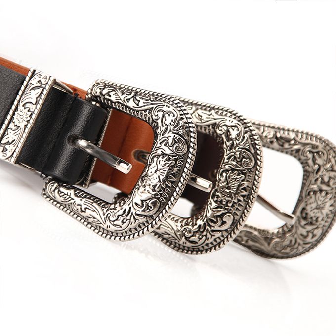 Women's Belt Alloy Buckle Belt All-Matching Jeans Clothing Double Buckle Belt