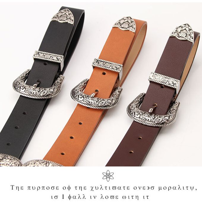 Women's Belt Alloy Buckle Belt All-Matching Jeans Clothing Double Buckle Belt