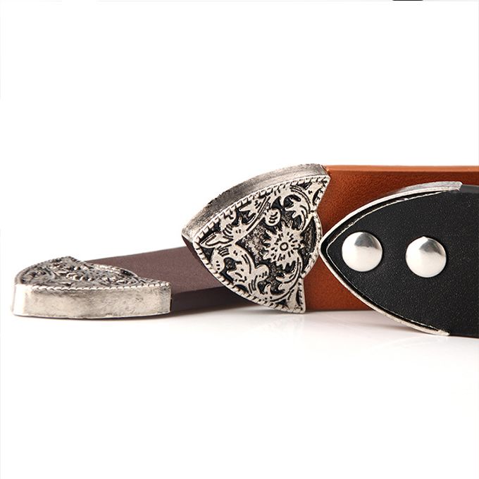 Women's Belt Alloy Buckle Belt All-Matching Jeans Clothing Double Buckle Belt