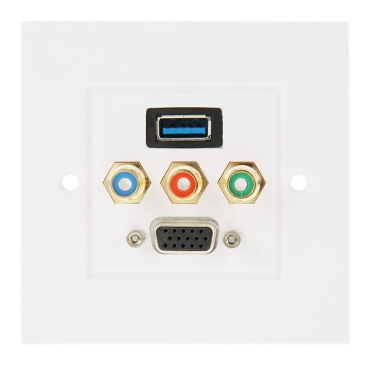 USB 3.0 Female 3 RCA Female VGA Wall Plate Panel