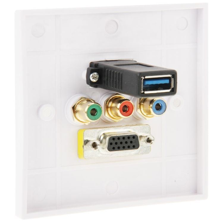 USB 3.0 Female 3 RCA Female VGA Wall Plate Panel