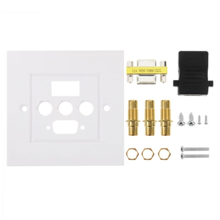 USB 3.0 Female 3 RCA Female VGA Wall Plate Panel