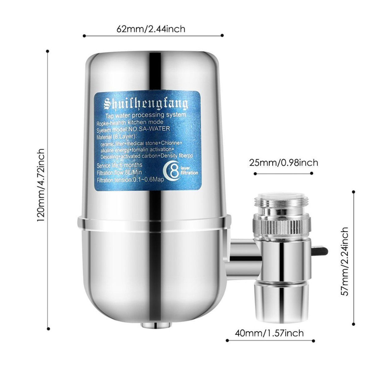 Faucet Water Filter With 8-layer Cartridge Tap Water