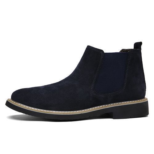 Chelsea Boots Men Top Quality Ankle Boots Male Leather Motorcycle Boots Blue