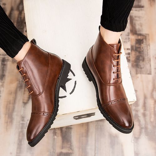 Big Size Mens Ankel Top Boots Oxford Derby Boots-Brown