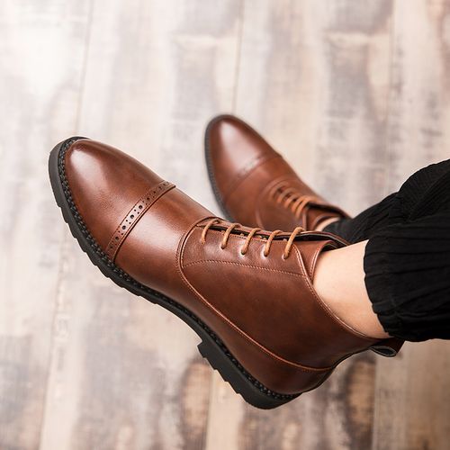 Big Size Mens Ankel Top Boots Oxford Derby Boots-Brown
