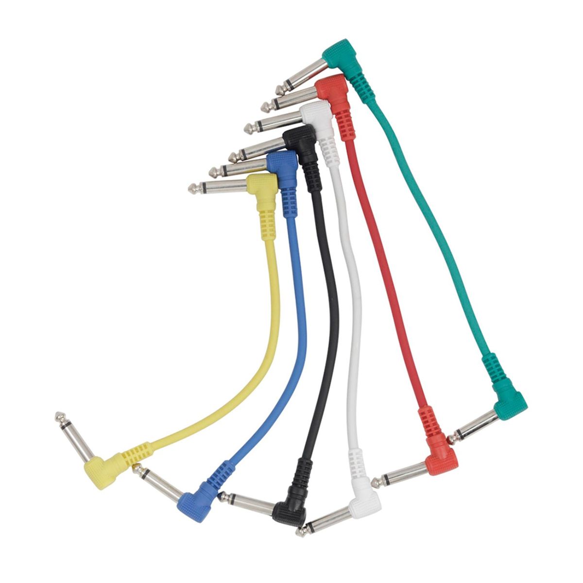 Colorful Guitar Effect Pedal Cables Instrument Audio Leads Patch Cord 21cm Length 1/4 Inch Right Angle TS Plug 6pcs/pack