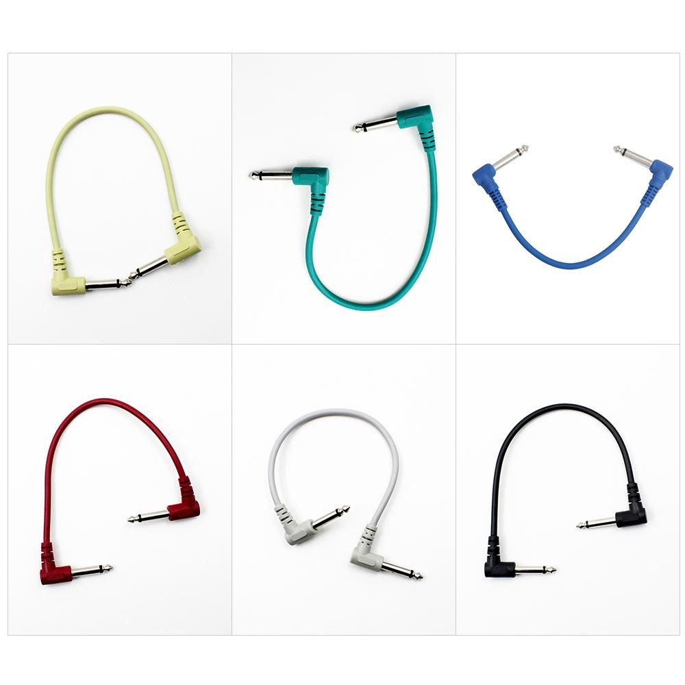 Colorful Guitar Effect Pedal Cables Instrument Audio Leads Patch Cord 21cm Length 1/4 Inch Right Angle TS Plug 6pcs/pack