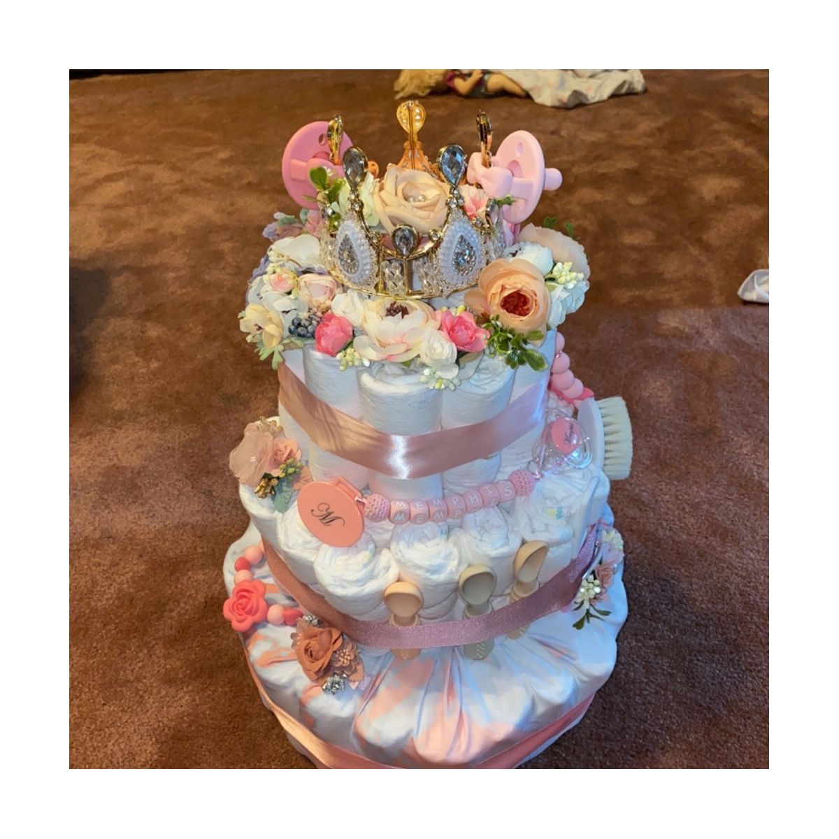 4Pcs Gold Crown Tiara Cake Topper for Baby Shower Birthday