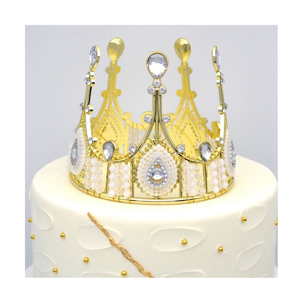 4Pcs Gold Crown Tiara Cake Topper for Baby Shower Birthday