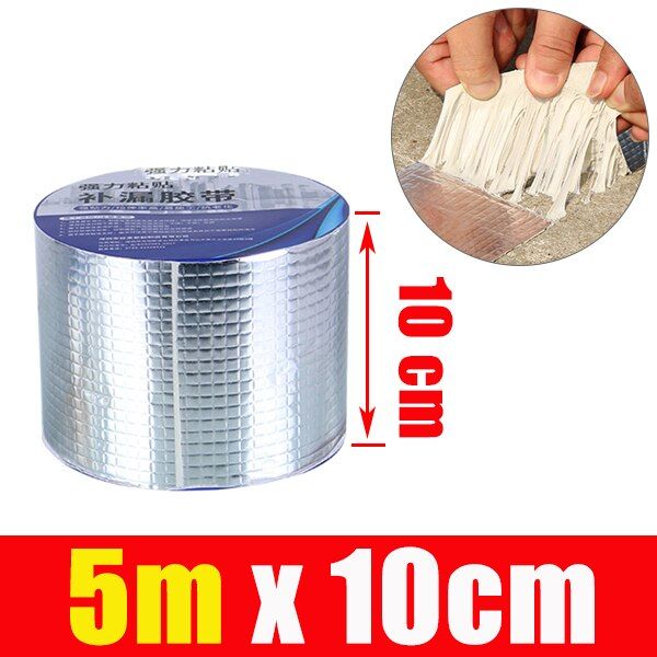 Self Adhesive Aluminum Foil Rubber Tape High Temperature Waterproof For Roof Pipe Repair Stop Silver Super Fix Sealing Duck Tape