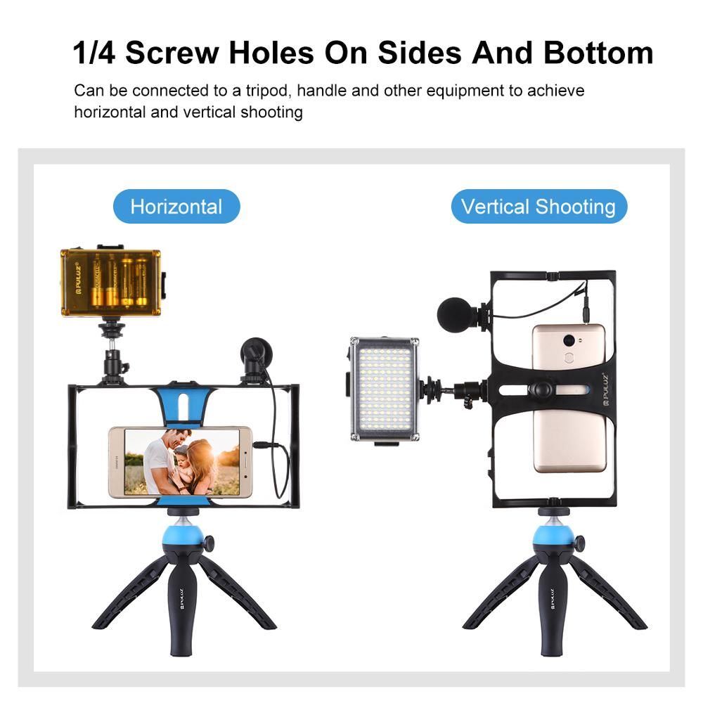 Dual Handheld Filmmaking Recording Vlogging Video Rig Case Stabilizer Film Steady Handle Grip Rig For IPhone ,Smartphones