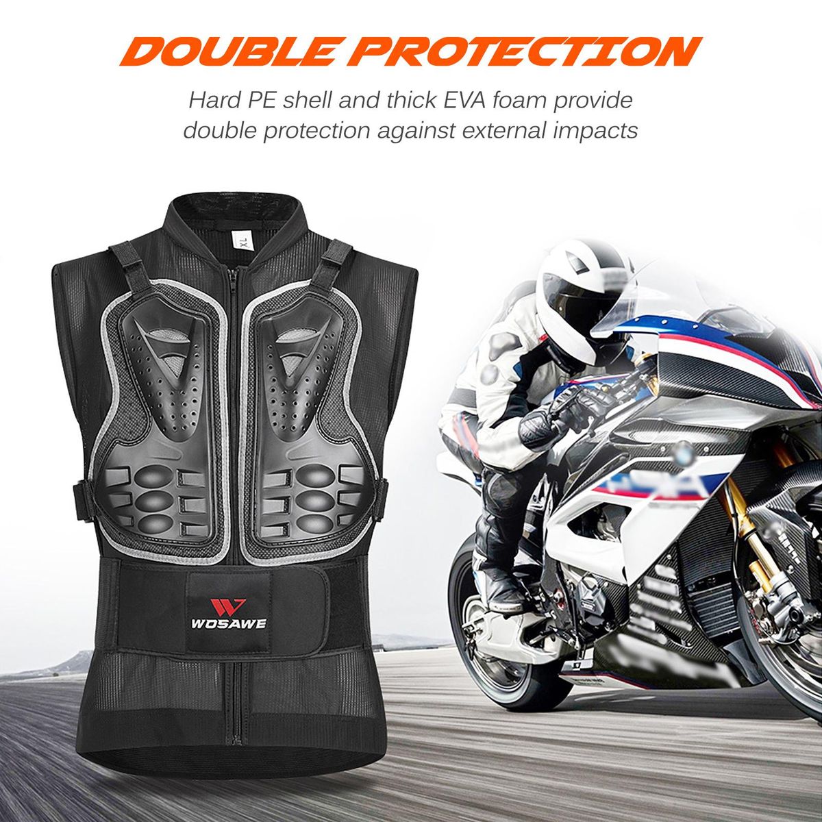 Body Chest Spine Protector Armor Vest for Skiing Skating Motorcycling Mountain Biking