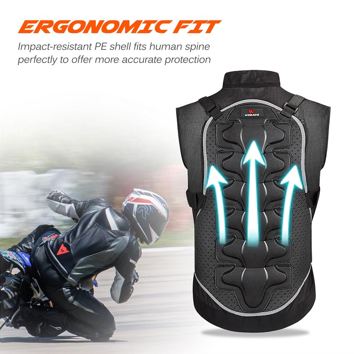 Body Chest Spine Protector Armor Vest for Skiing Skating Motorcycling Mountain Biking