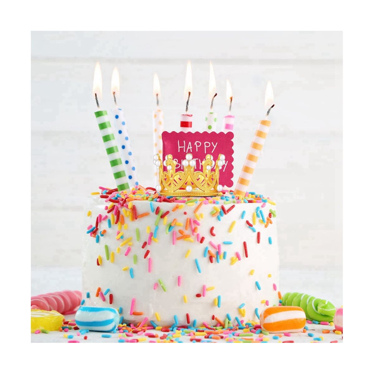 4Pcs Gold Crown Cake Topper Princess Crown Cake Decorations