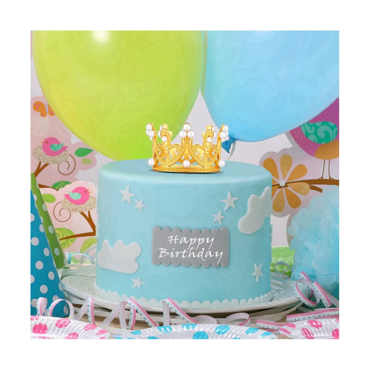 12 PCS Gold Silver Mini Crown Birthday Cake Topper with