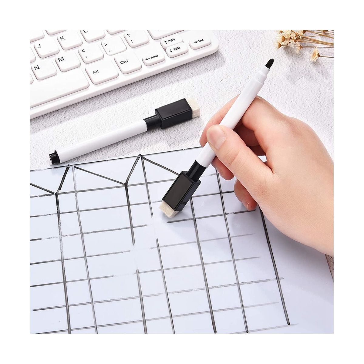 Magnetic Dry Erase Markers Whiteboard Erase Marker with Erasers Cap for School and Office 60 Pieces