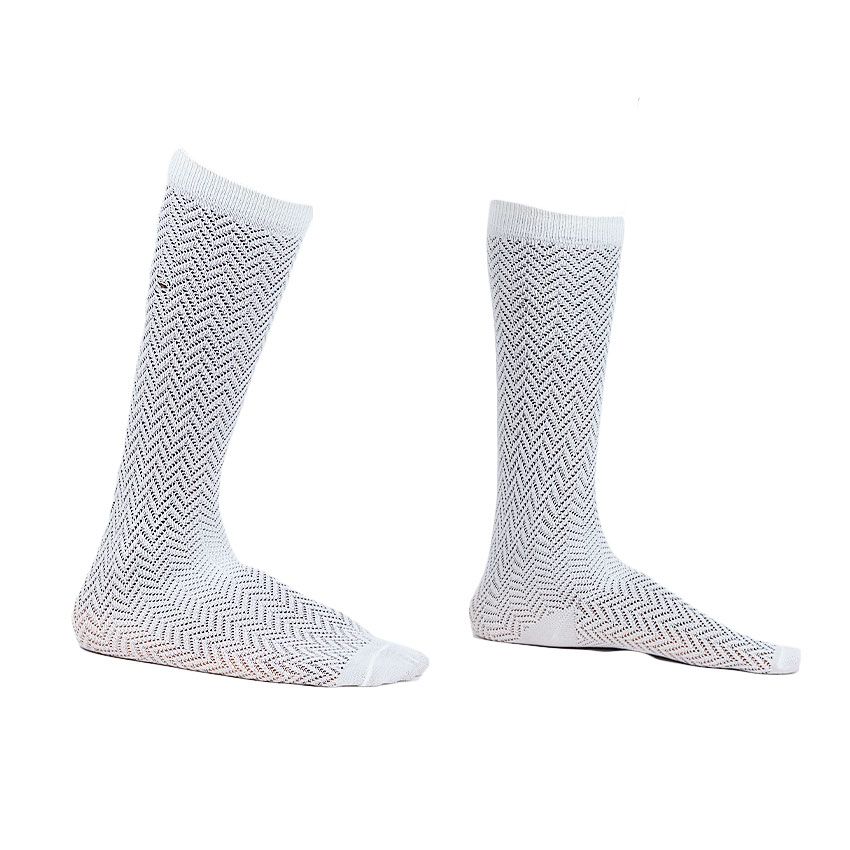 Knee Hi Non-binding Crew White Socks