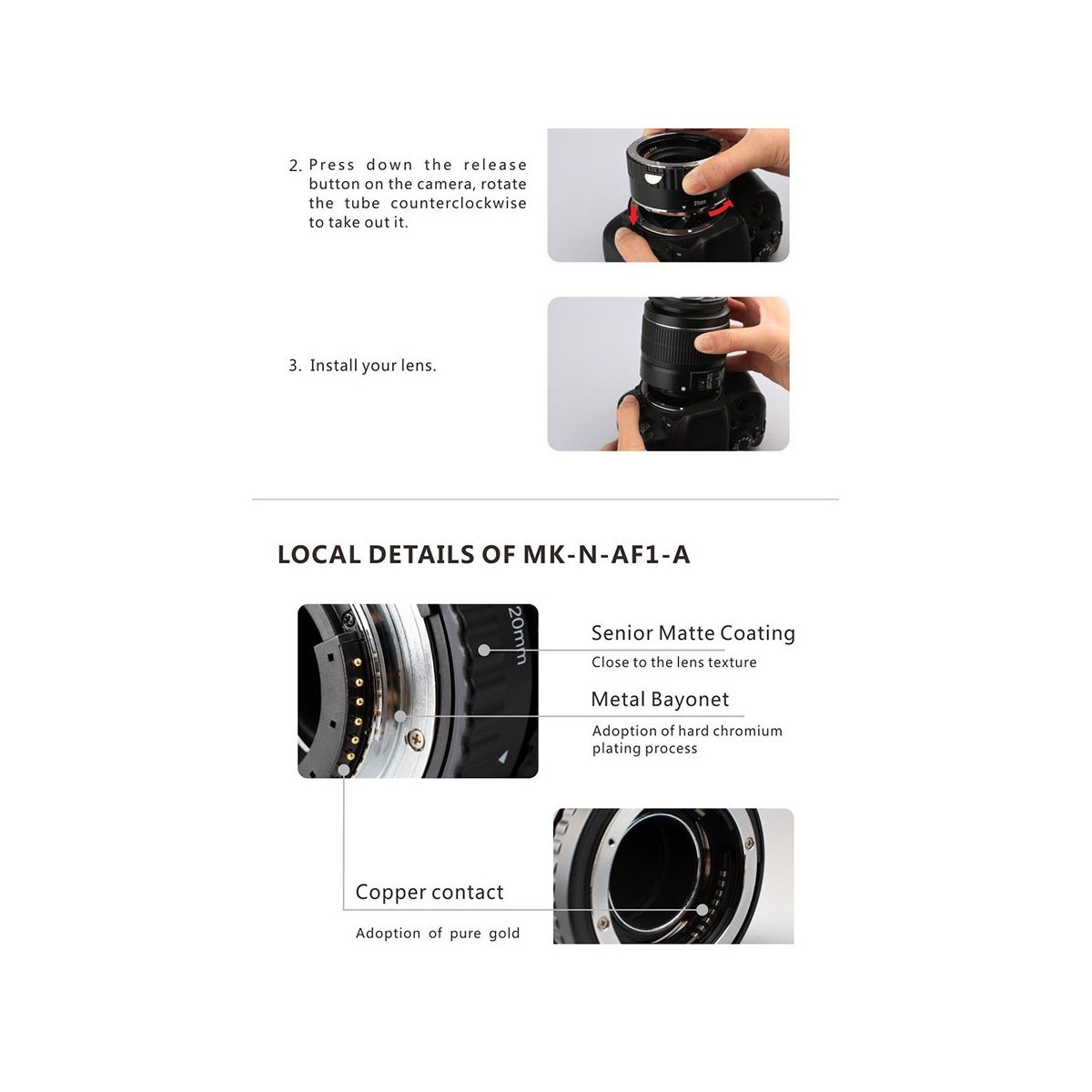 N--A Auto Focus Macro Extension Tube Ring for D90 D3000