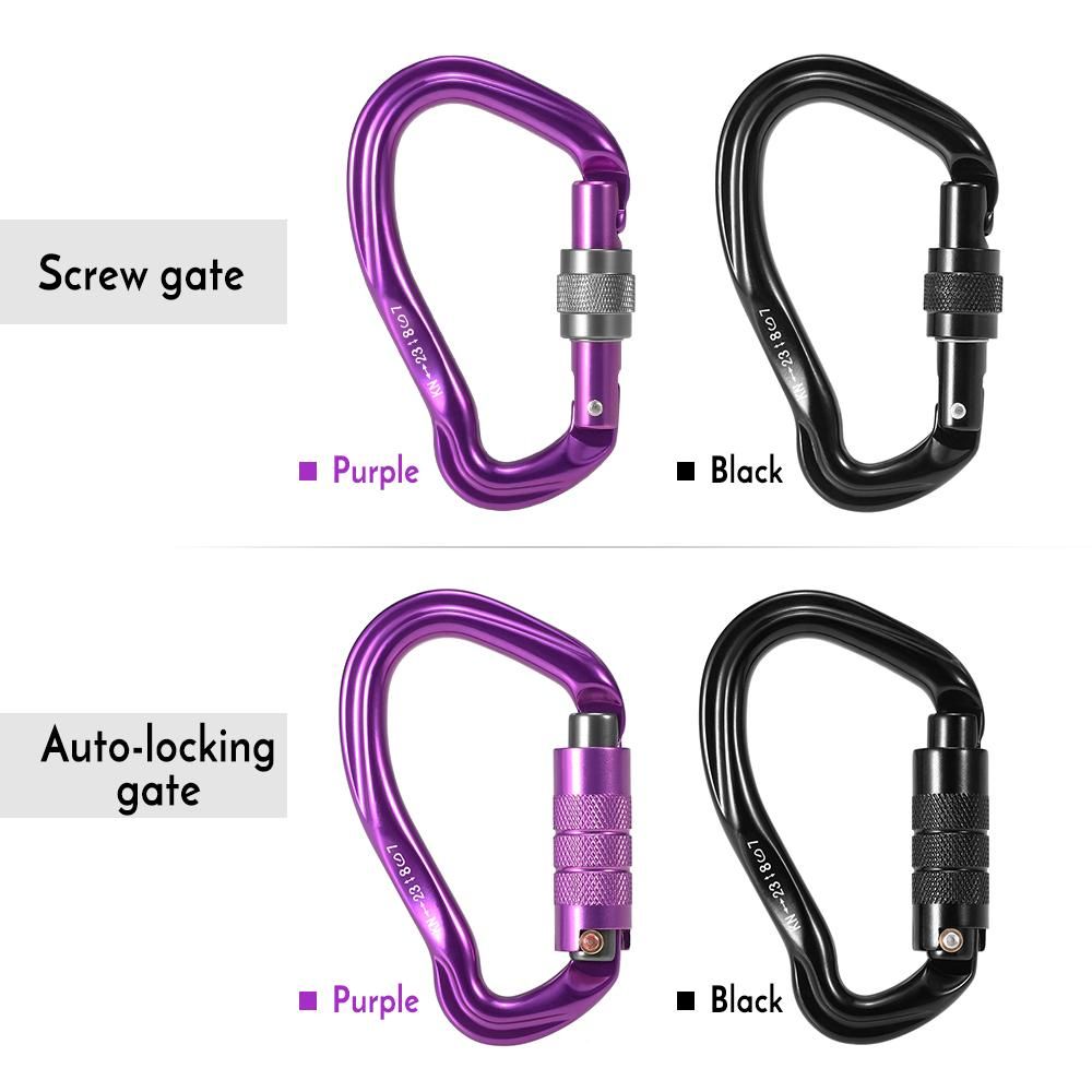 23KN Auto Locking Gate Carabiner Heavy Duty D Shape Buckle Pack D-ring Carabiner Climbing Rappelling Hammock Locking Clip