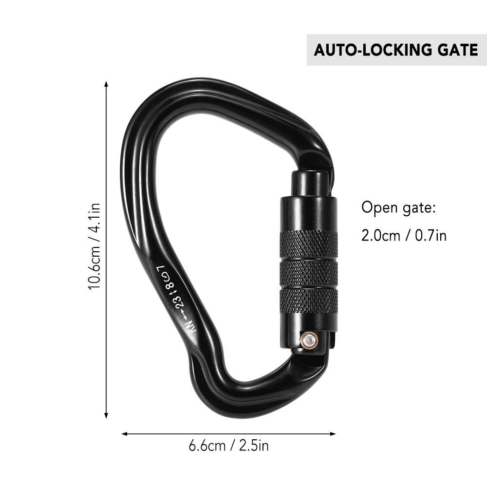 23KN Auto Locking Gate Carabiner Heavy Duty D Shape Buckle Pack D-ring Carabiner Climbing Rappelling Hammock Locking Clip