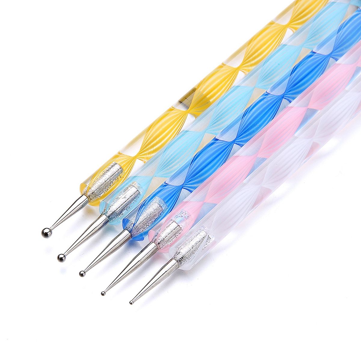 5pcs Double-ended Nail Dotting Pen Silicone Nail Art Pen Brushes Set Acrylic Nail Brush For 3D Effect Drawing Dotting Tools