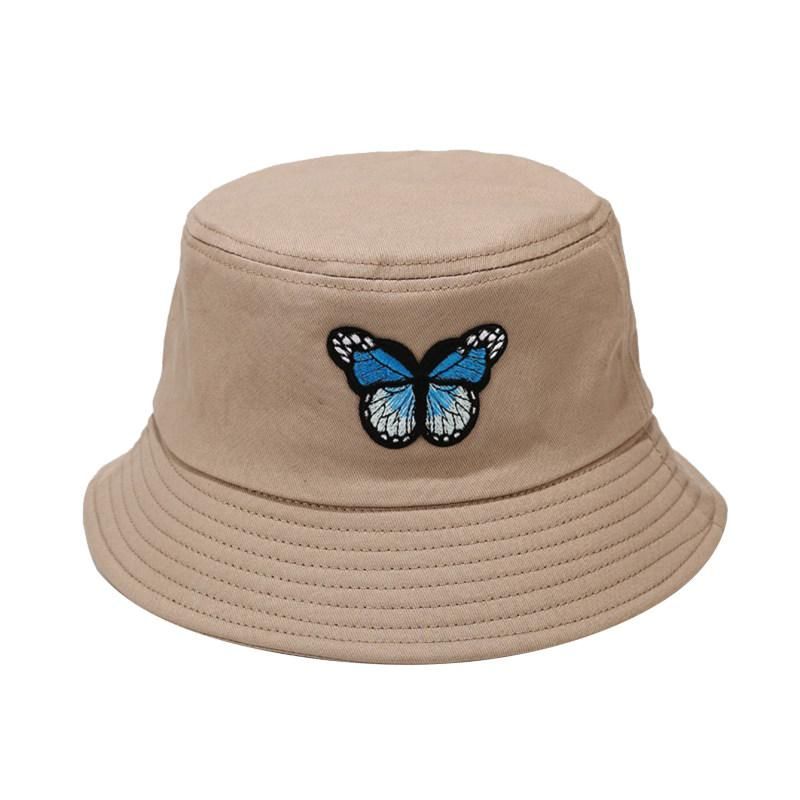 Butterfly Embroidery Unisex Bucket Hat Summer-Dark Blue