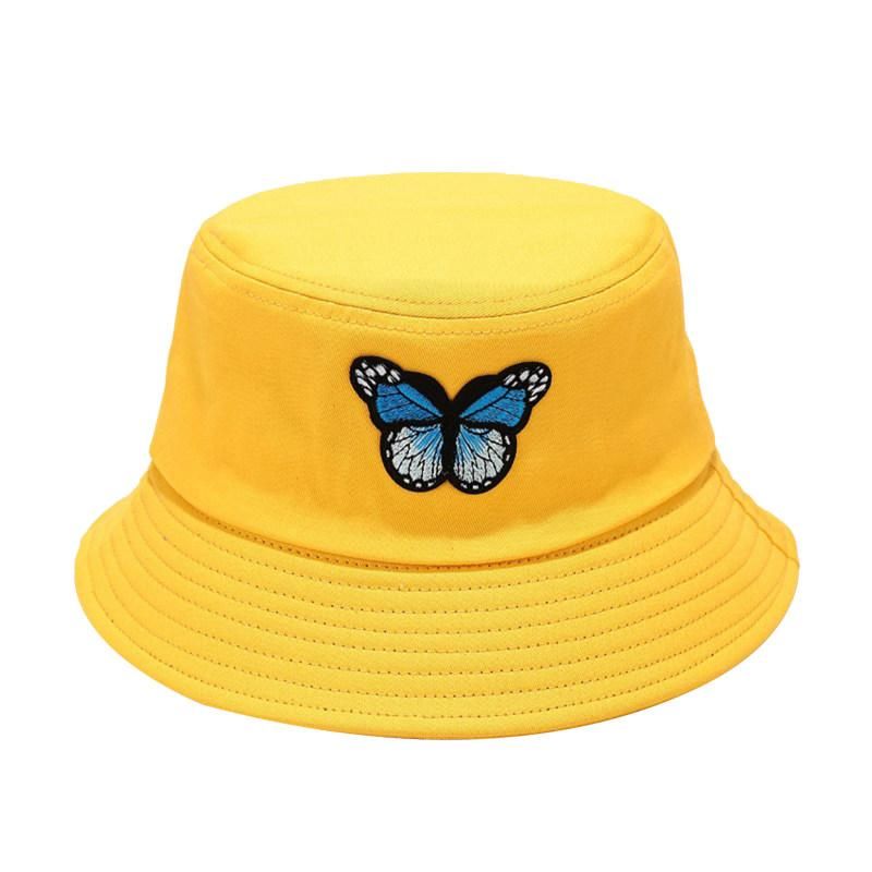 Butterfly Embroidery Unisex Bucket Hat Summer-Dark Blue