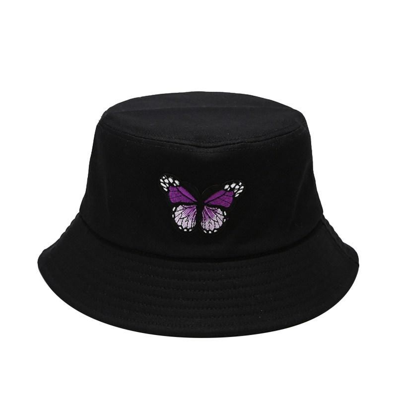 Butterfly Embroidery Unisex Bucket Hat Summer-Dark Blue