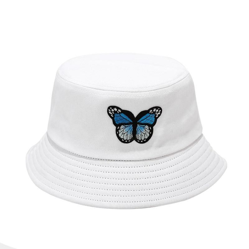 Butterfly Embroidery Unisex Bucket Hat Summer-Dark Blue