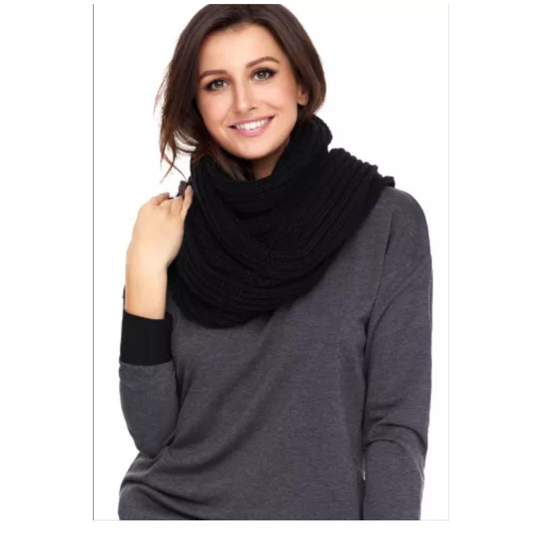 Mfed Brown Pom Pom Ribbed Knit Scarf