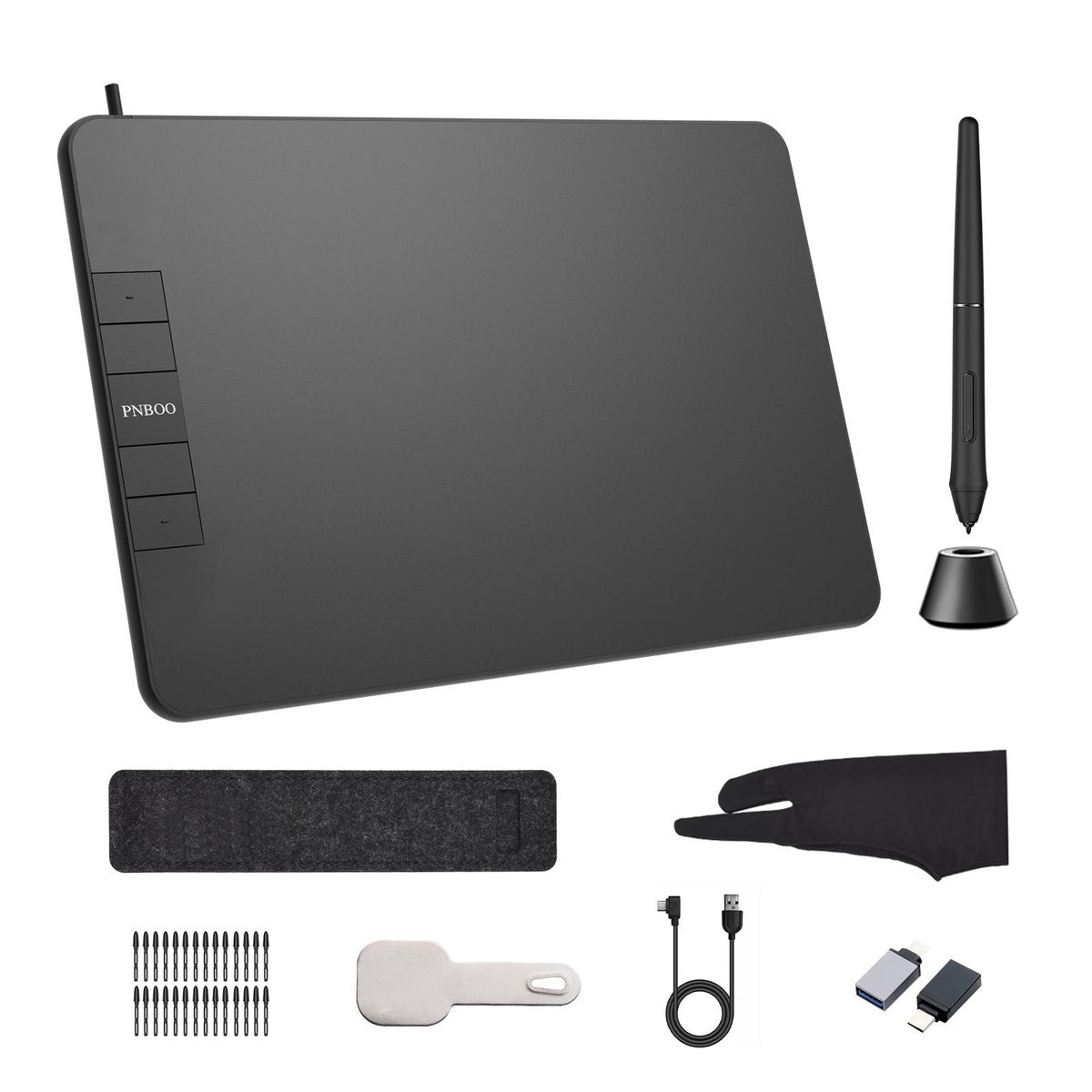 PNBOO PN640 Graphics Drawing Tablet 6 x 4 inch Active Area 8192 Levels Pressure Tilt Function   Art Animation Drawing Board with Battery-free Stylus 28 Pen Nibs Compatible with Windows Mac OS   Android for Painting Designing 