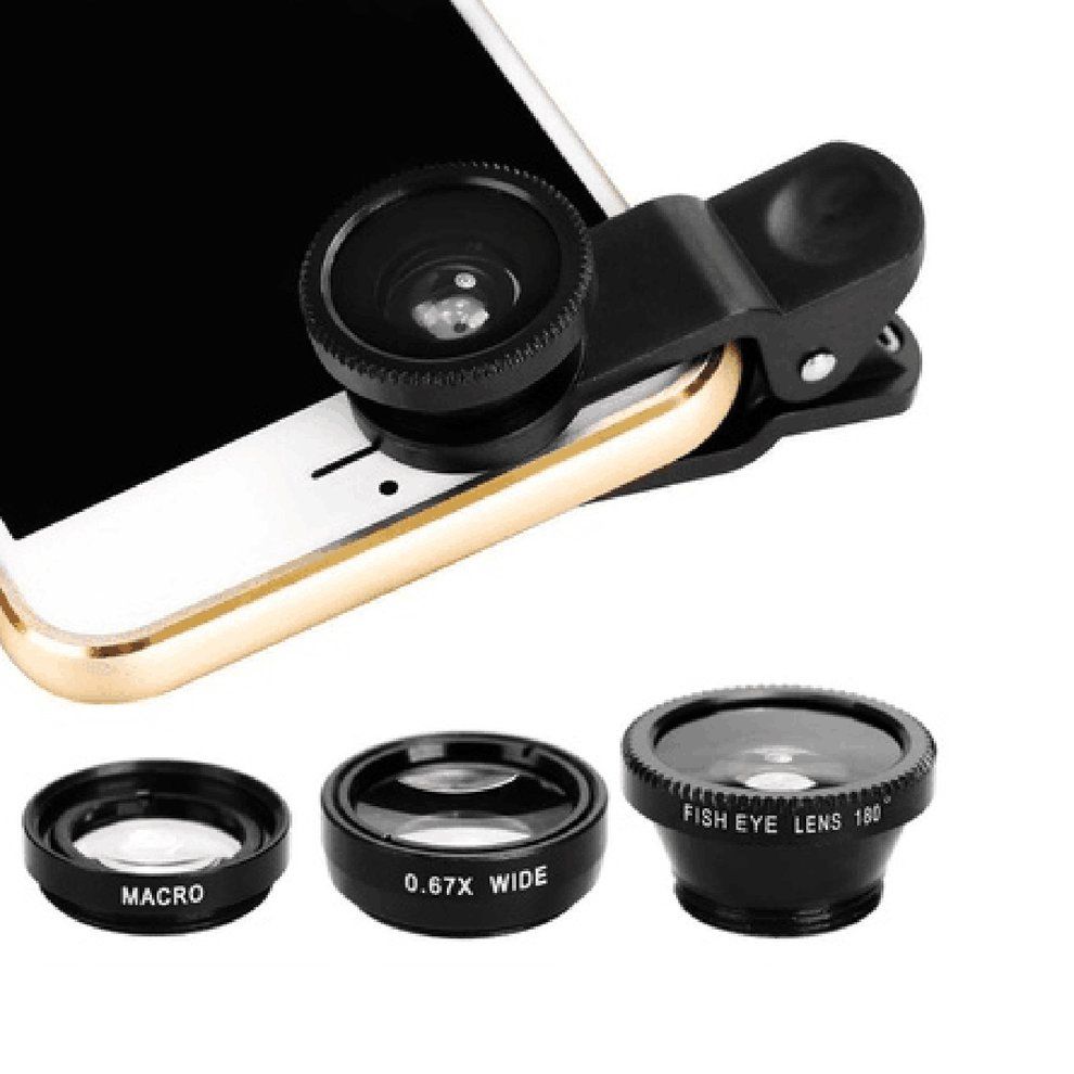 3-in-1 Multifunctional Phone Lens Kit Fish Lens+ro Lens + Wide Angle Lens