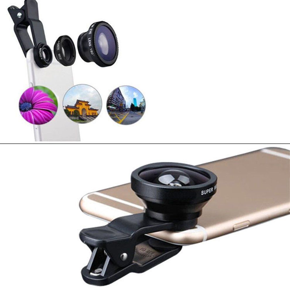 3-in-1 Multifunctional Phone Lens Kit Fish Lens+ro Lens + Wide Angle Lens
