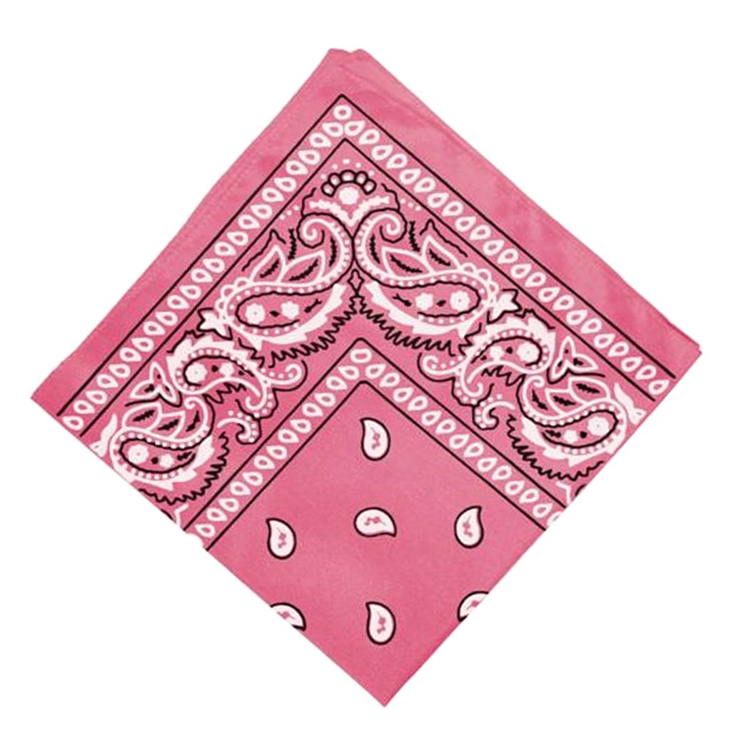 Women Men Paisley Print Cowboy Bandana Scarf Head Wrap Neck Pink