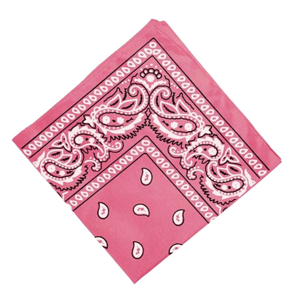 Women Men Paisley Print Cowboy Bandana Scarf Head Wrap Neck Pink
