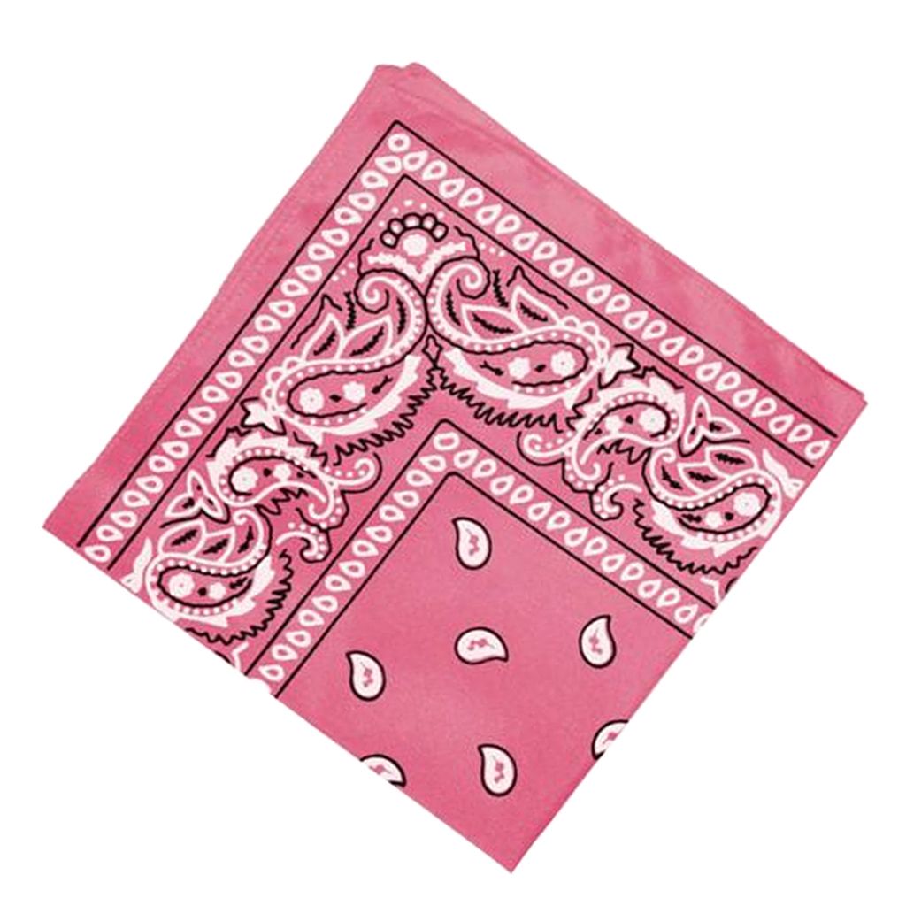 Women Men Paisley Print Cowboy Bandana Scarf Head Wrap Neck Pink