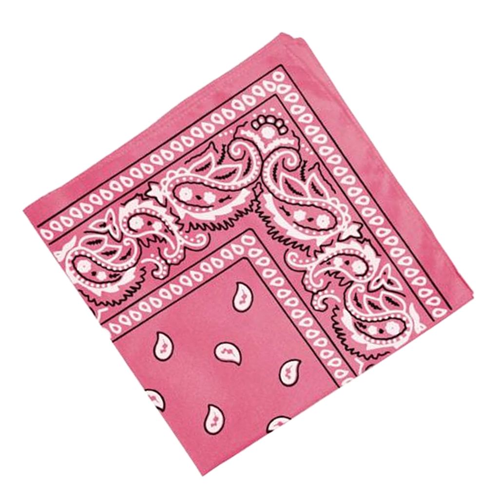 Women Men Paisley Print Cowboy Bandana Scarf Head Wrap Neck Pink