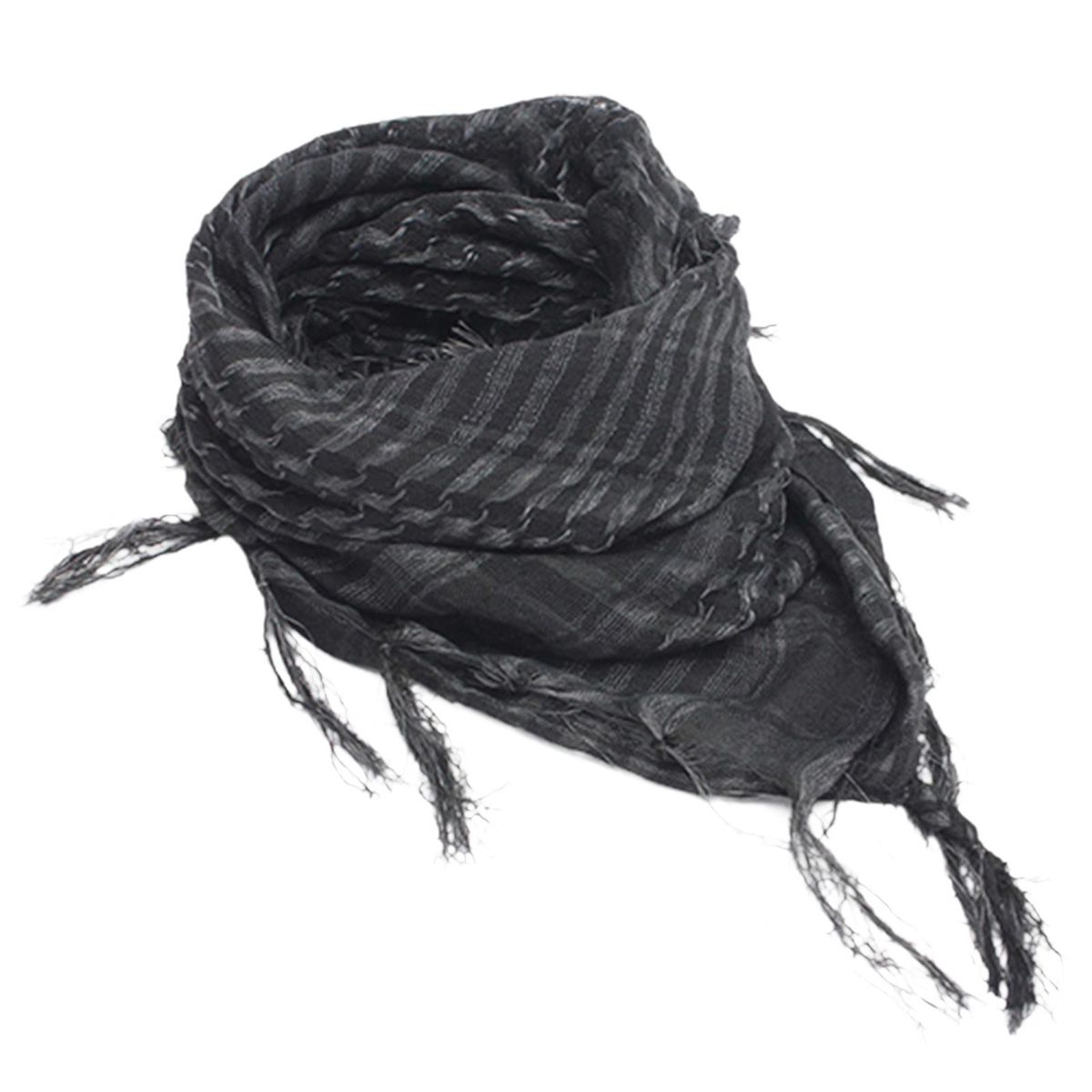 Scarf Unisex Lightweight Plaid Pattern Cotton Keffiyeh-Gray