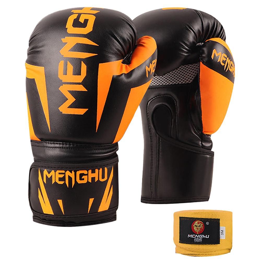 Boxing Gloves with Wrist Support Straps Kick Boxing Muay Thai Punching Training Bag Gloves Adjustable Handwraps Outdoor Sports Mittens Boxing Practice Equipment for Punch Bag Sack Boxing Pads